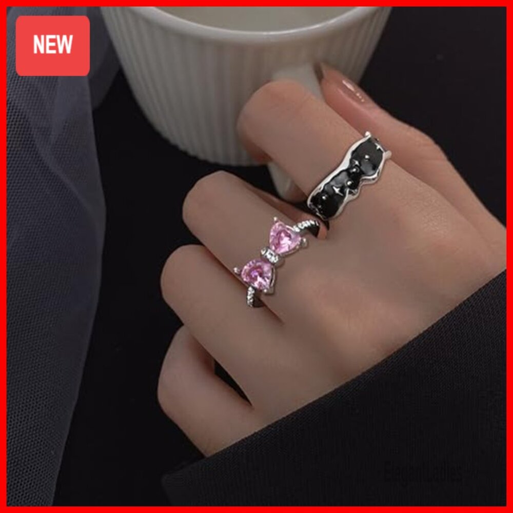 13 Piece Adjustable Statement Ring Set, Punk Goth… - image 3